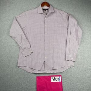 Ben Sherman Shirt Large White Pink Black Check Button Up Long Sleeve Mens